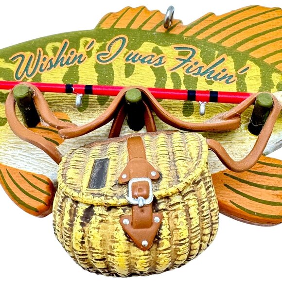 Hallmark Wishin I Was Fishin 2014 Keepsake Ornament 4" Fishing Theme Decor - Picture 2 of 7